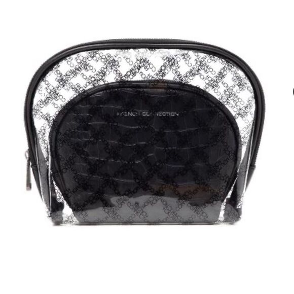 French Connection Esme Croco Double Clam Cosmetic Pouch - NWT - Picture 2 of 5